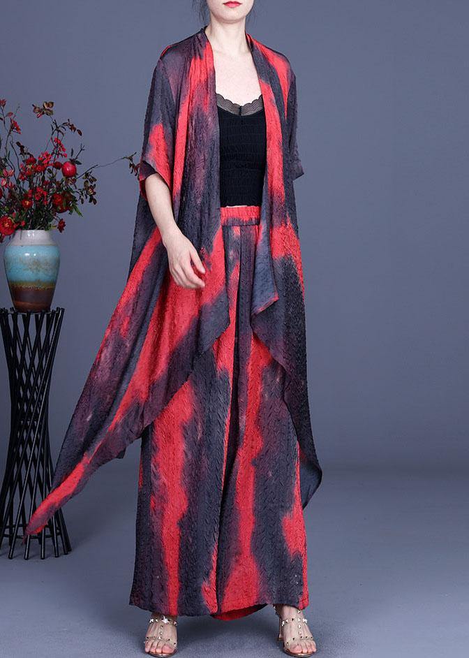 2021 Summer Silk Wrinkle Rendering Top + Waist Wide Leg Pants Two Piece Set - SooLinen