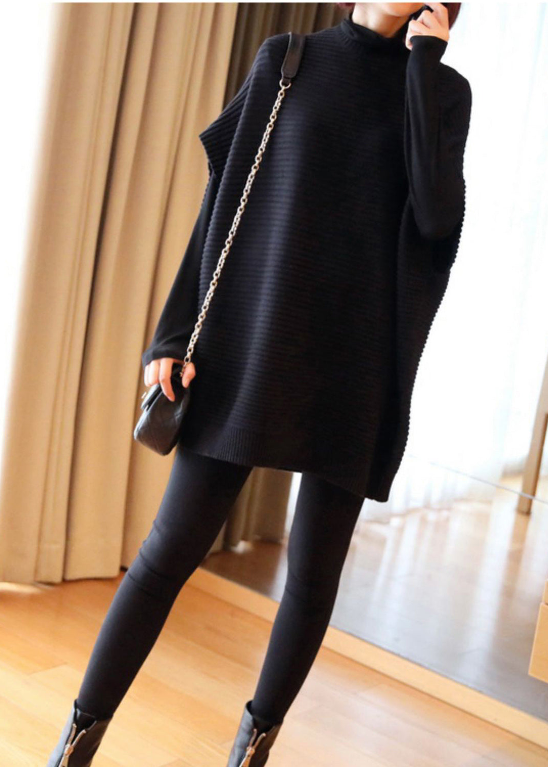 Französische hellgrüne O-Ausschnitt-Mode-Patchwork-Herbst-Strickweste