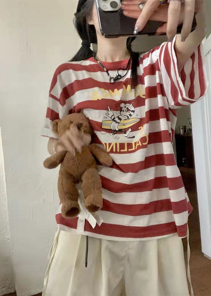 2021 Neues Damen-T-Shirt mit lockerem Cartoon-Muster