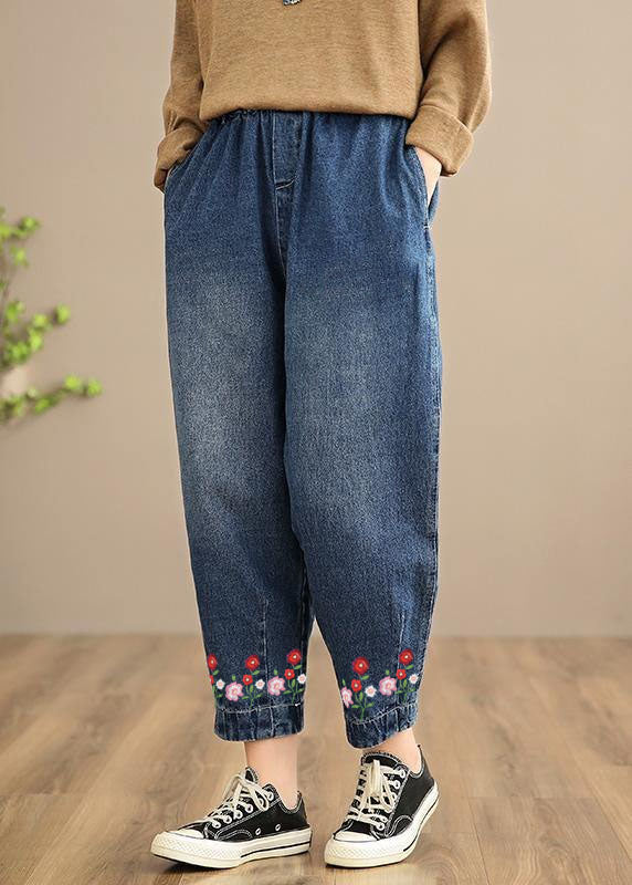 Handgemachte Frühling Casual Hose Oversize Denim Blau Fotografie Elastische Taille Hose