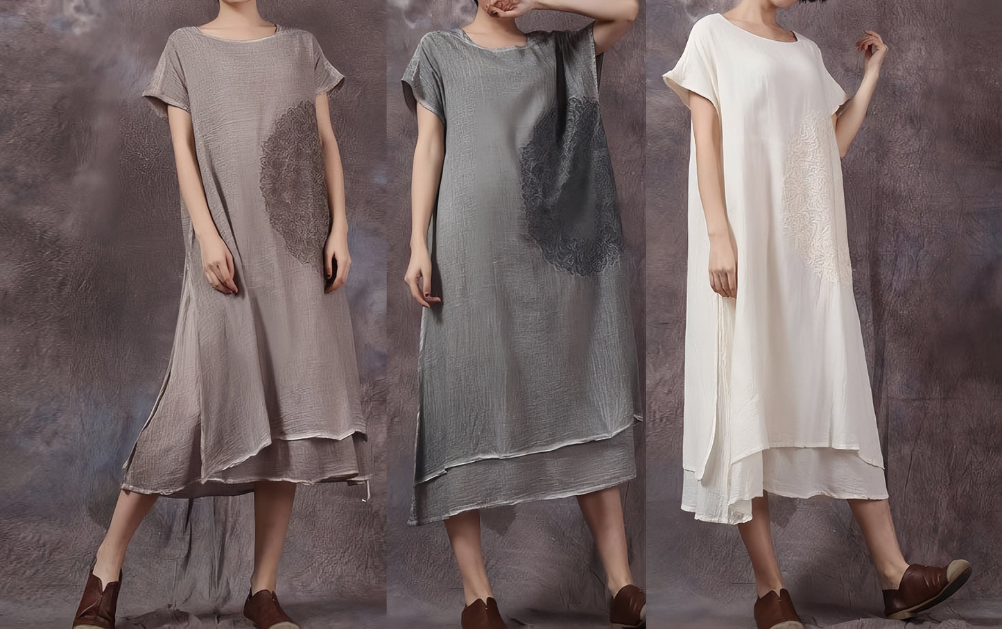 Italienisches blaues Leinen-Roben-Lagen-Sommerkleid „Love“