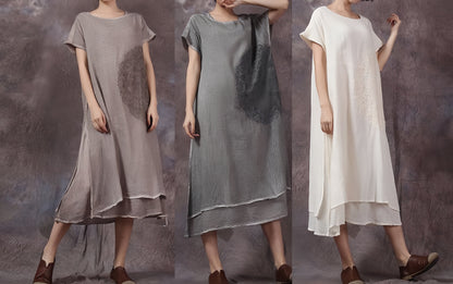 Italienisches blaues Leinen-Roben-Lagen-Sommerkleid „Love“