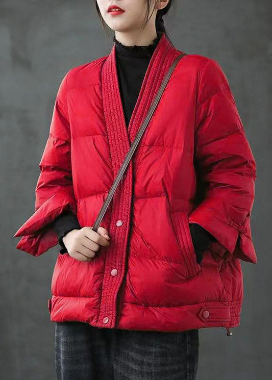 Schwarze V-Ausschnitt-Knopf-dicke modische Winter-Daunenjacke