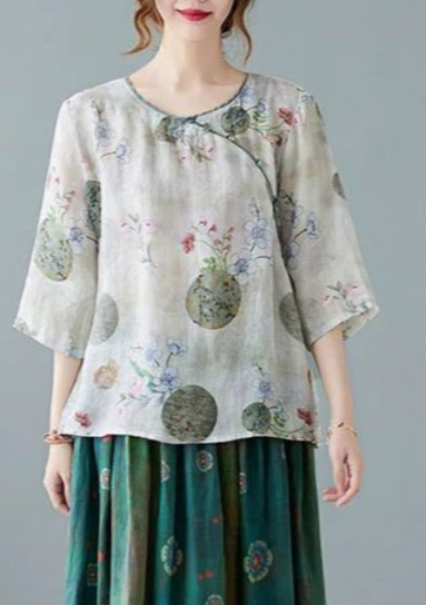 Falda de cintura elástica de ramio con estampado de árbol marrón para mujer