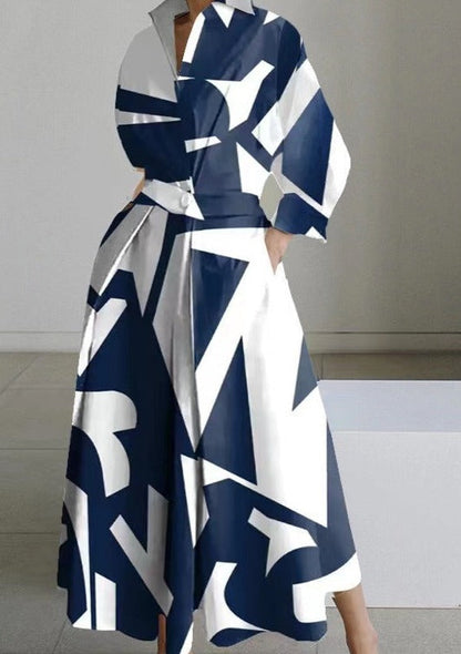 2024 schwarz und weiß streifen Peter Pan Kragen Taschen Baumwolle Kleid Langarm