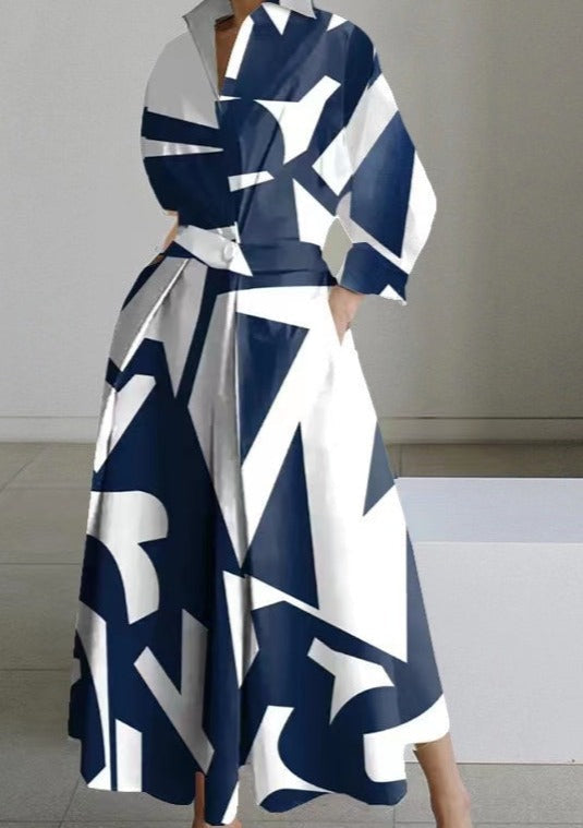 2024 Grüner Punkt Peter Pan Kragen Taschen Baumwollkleid Langarm