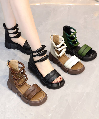2024 Braune, offene Zehenpartie mit Plateausohle, lässige römische Cool-Stiefel
