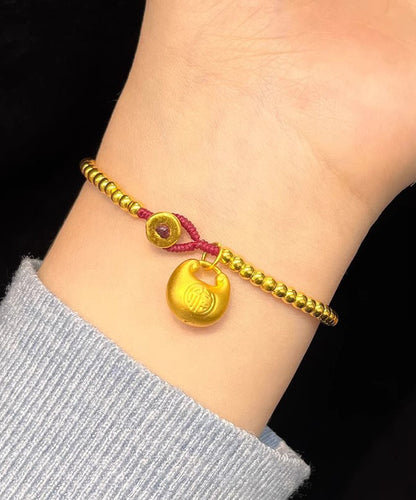 Pulsera de cuentas tejidas a mano en oro 2024