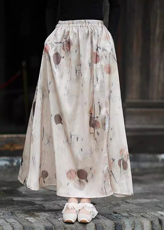 2024 neue Druck Taschen Elastische Taille Seide Röcke Sommer