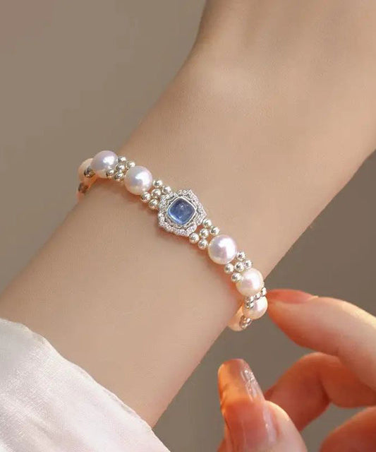 Pulsera de plata de ley con cristales de perla 2024
