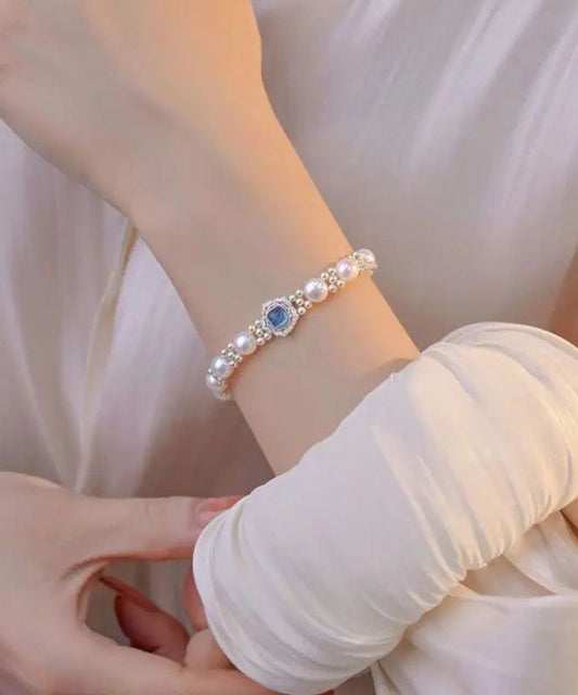 Pulsera de plata de ley con cristales de perla 2024