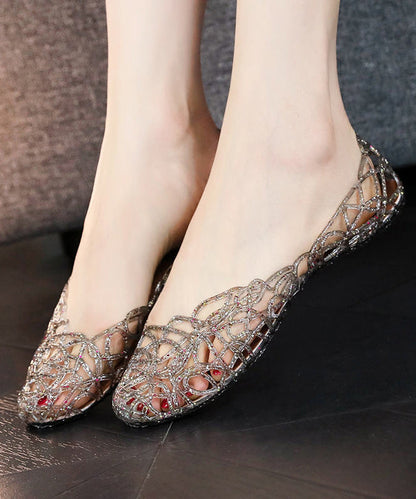 2025 New Black Hollow Out Flat Sandals
