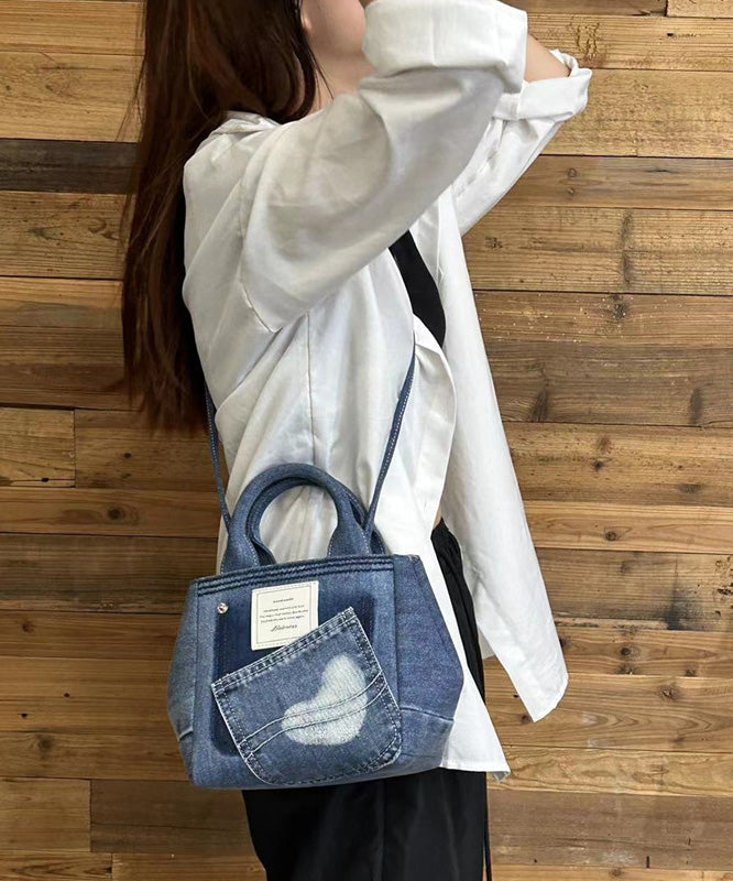 2025 New Blue Large Capacity Versatile Denim Tote Bag
