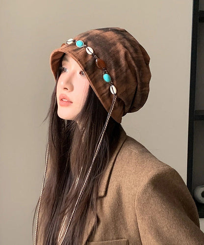 Sombrero boonie de algodón con borlas grises estilo bohemio (2025)