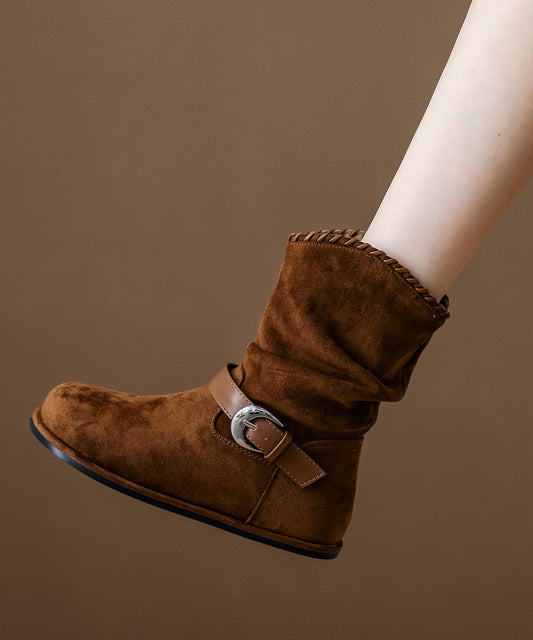 Botas de ante marrón arrugadas 2025