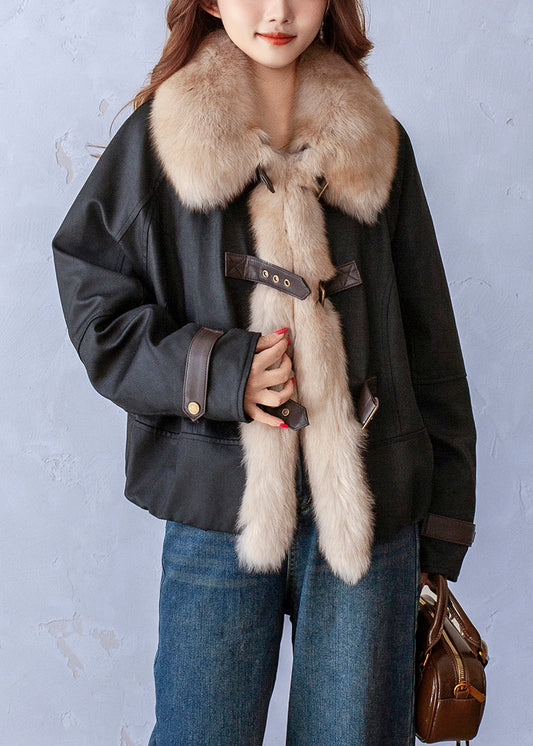 Chaquetas de invierno de algodón fino con bolsillos y cuello Peter Pan color chocolate 2025