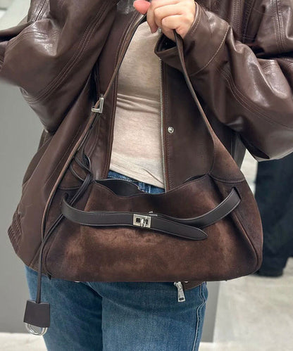 Bolso de hombro de ante duradero color café nuevo 2025