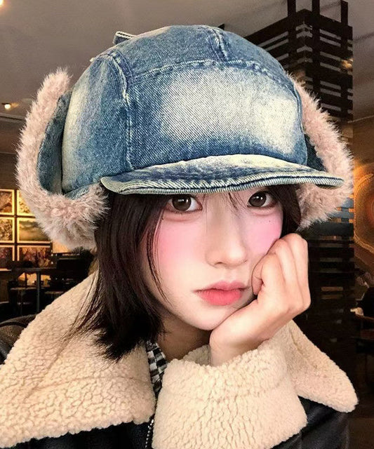 2025 New Denim Winter Warm Fleece Ear Protection Hat