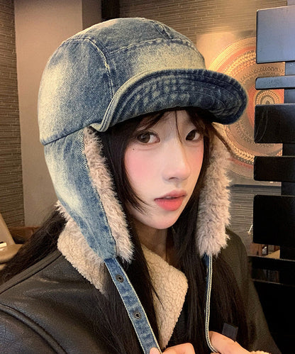 Neue Wintermütze aus Denim mit warmem Fleece und Ohrenschutz (Modelljahr 2025)