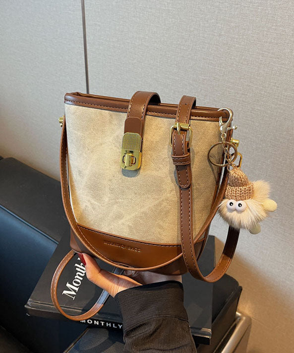 2025 New Fashion Versatile White Black Faux Leather Bucket Bag