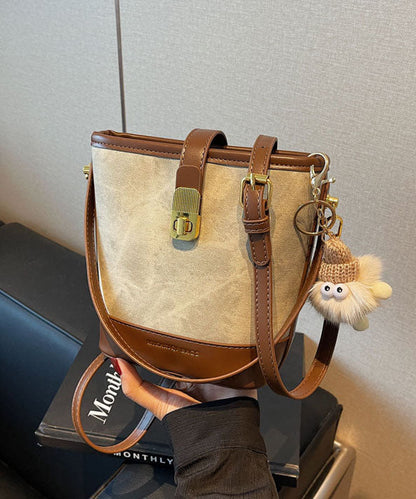 2025 New Fashion Versatile White Black Faux Leather Bucket Bag