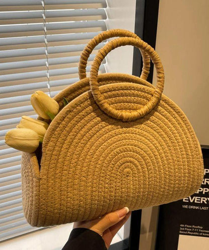 2025 New Khaki Straw Woven Versatile Tote Handbag