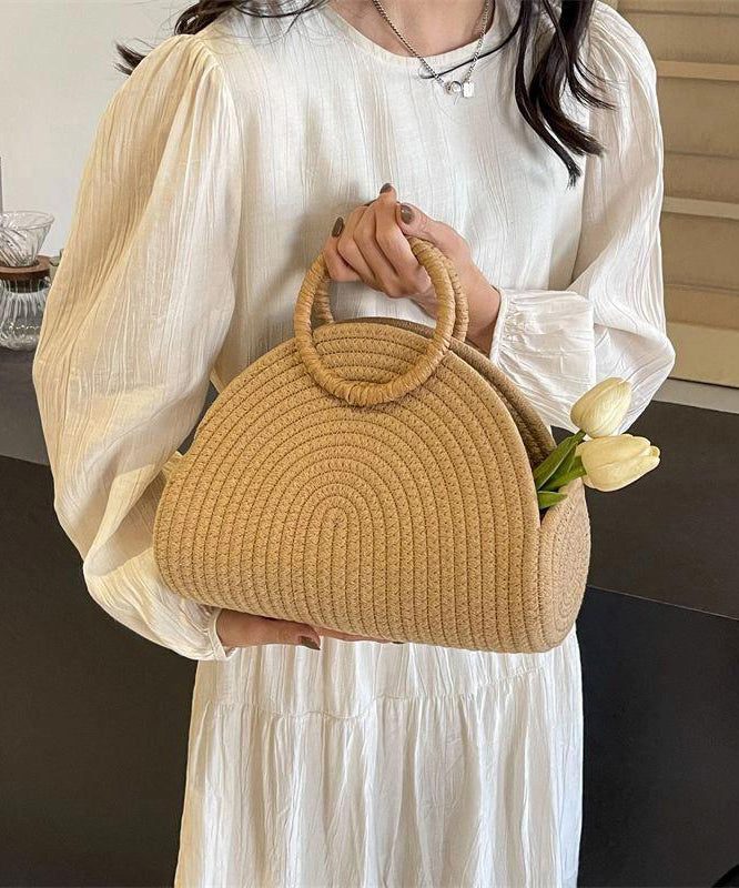 2025 New Khaki Straw Woven Versatile Tote Handbag
