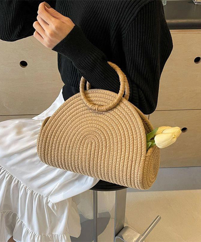2025 New Khaki Straw Woven Versatile Tote Handbag
