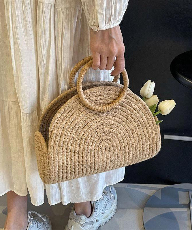 2025 New Khaki Straw Woven Versatile Tote Handbag
