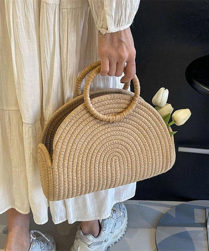 2025 New Khaki Straw Woven Versatile Tote Handbag