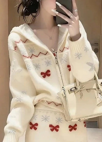 2025 Neues zweiteiliges Strickset aus Pullover und Rock für den Winter