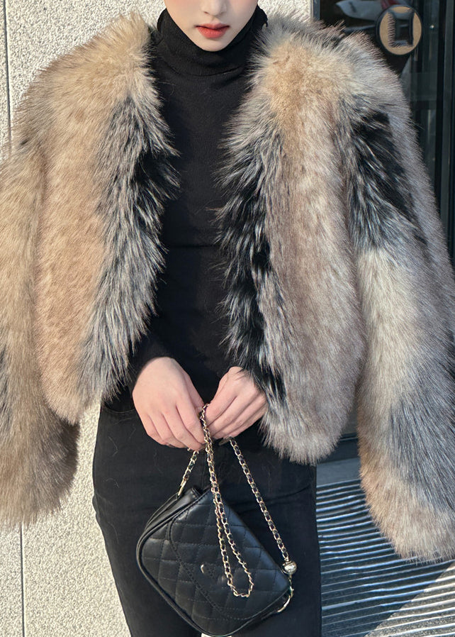 2025 New V Neck Thick Leather And Fur Coats Winter