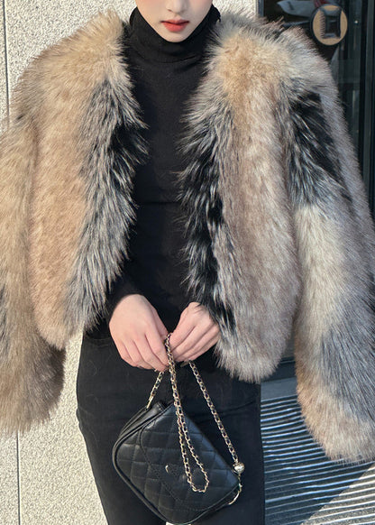 2025 New V Neck Thick Leather And Fur Coats Winter