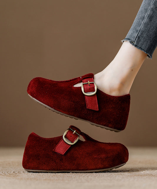 2025 Splicing Plateau-Schuhe, rotes Wildleder, flauschiges Wollfutter