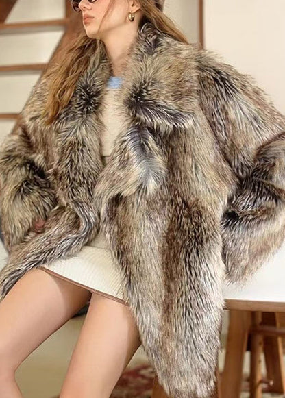 2025 Winter Peter Pan Collar Leather And Fur Coat