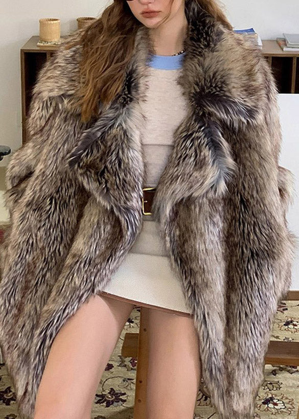 2025 Winter Peter Pan Collar Leather And Fur Coat