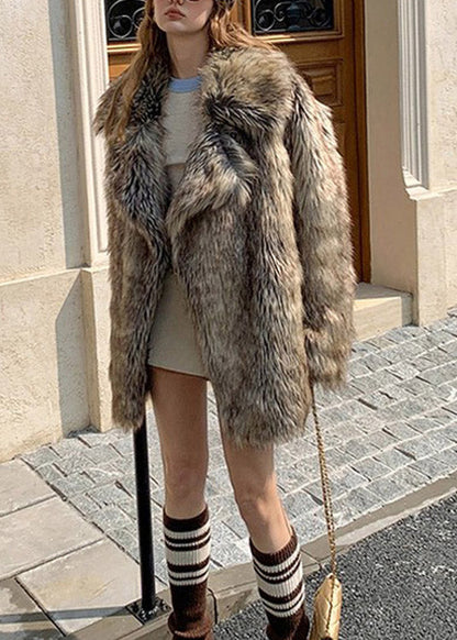 2025 Winter Peter Pan Collar Leather And Fur Coat