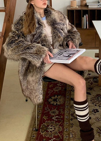 2025 Winter Peter Pan Collar Leather And Fur Coat