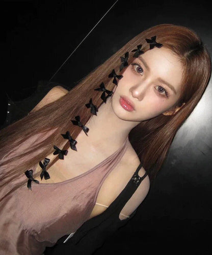 2026 New Black Cloth Bow Six Hairpin