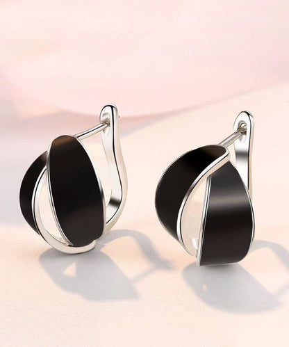 2026 New Black Copper Dipping Glaze Hoop Earrings