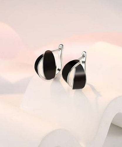 2026 New Black Copper Dipping Glaze Hoop Earrings