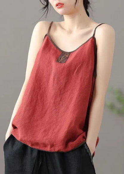 2026 New Red Cotton Spaghetti Strap Top Summer