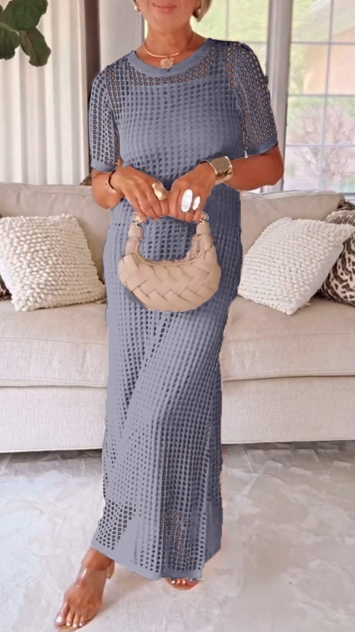 Women’s Round Neck Hollow Air Quality Two-Piece Dress