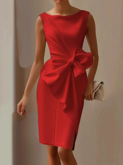 Bow Front Sleeveless Plus Size Dress