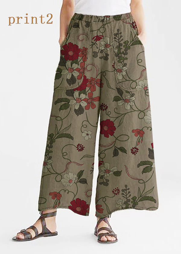 Lockere Freizeithose aus Baumwollleinen mit weitem Bein