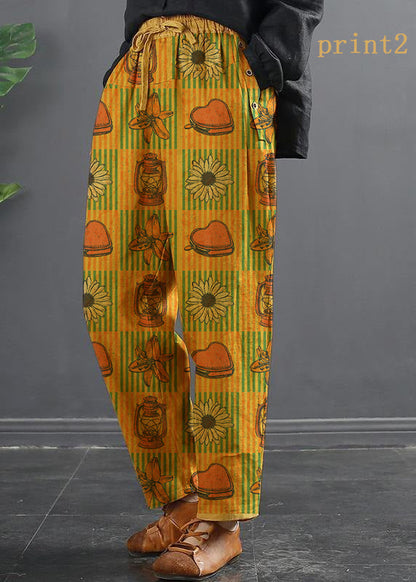 Französische Frühlingshose mit weitem Bein, einzigartige gelbe Inspiration, elastische Taille, wilde Hose