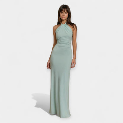 Maxi Dress with Collar and Tie