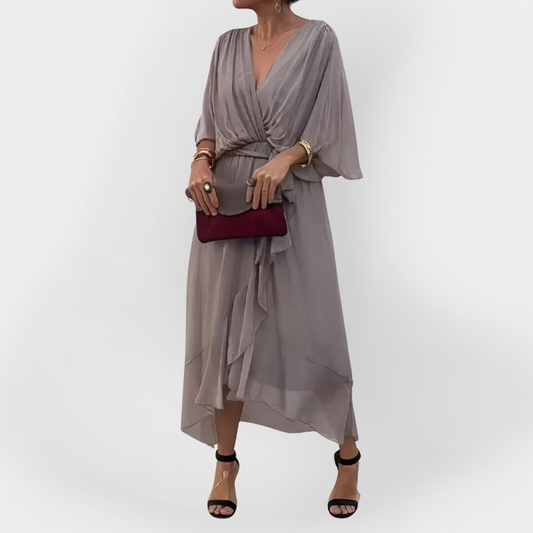 Chiffon Dress with V-Neck