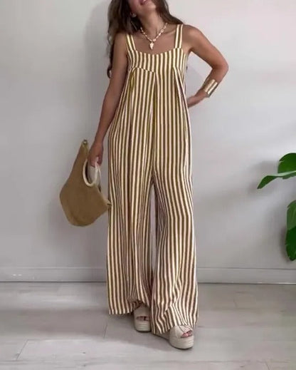 Women's Loose Casual Striped Jumpsuit