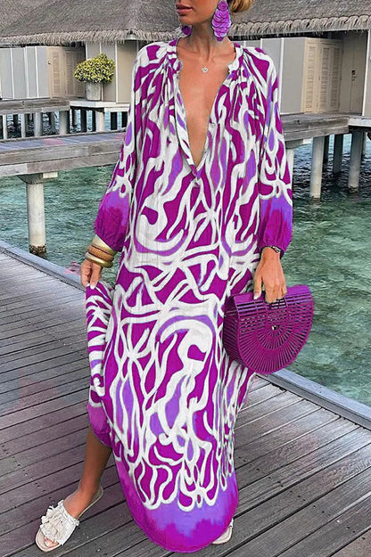 ABSTRACT BUTTON SHIRT DRESS